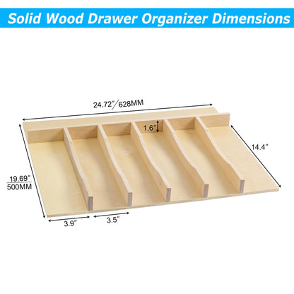 Solid Birch Wood Silverware Drawer Organizer