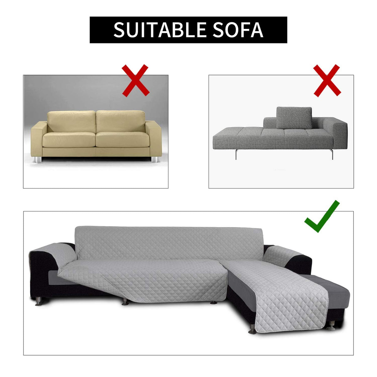 Sofa Slipcover L Shape Sofa Cover Sectional Couch Cover Furniture Protector Mat for Pets Dog Cat