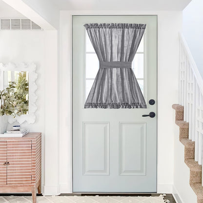 French Sheer Door Curtain Panel with Tieback