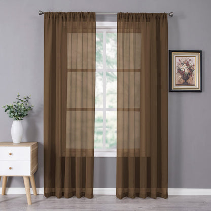 Sheer Curtain Linen Textured Bedroom Curtains Sheer Light Filtering Rod Pocket Voile Curtain for Living Room