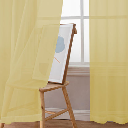 Sheer Mustard Yellow Curtains 90 inches Long 2 Panels (2 Count)