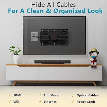 TV Cord Hider & in-Wall Cable Management Kit, Dual Outlet Connection Box (Unwired) with Cutting Template, Perfect for Wall Mounted TVs