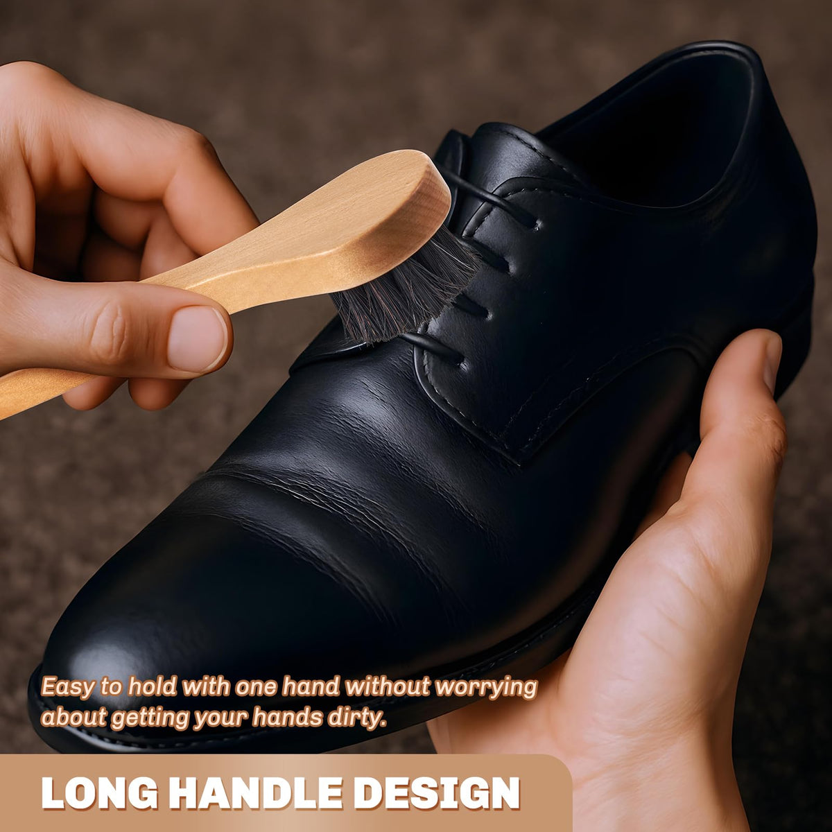 2 Pcs Horsehair Shine Shoes Brush Kit Polish Dauber Applicators Cleaning Leather Shoes Boots Care Brushes Suede Cleaner Brush (2.8 Count)