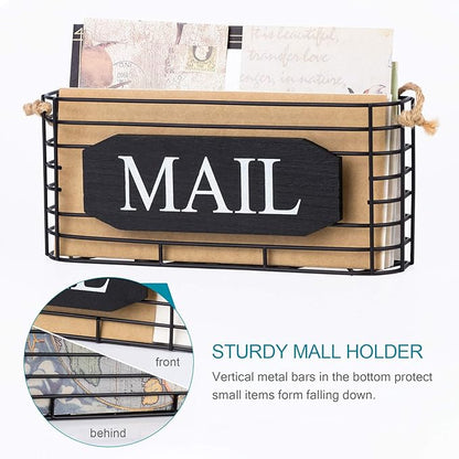 SRIWATANA Mail Key Holder for Wall, Mail Organizer Wall Mount, Small Size, Black