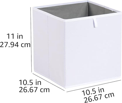 Amazon Basics Collapsible Closet Organizer Cube Storage Bins, Space-Saving Storage Baskets for Shelves, White, 10.5x10.5x11", 6-Pack