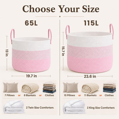 115L Extra Large Blanket Basket for Living Room