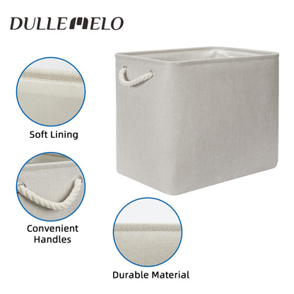 2 Pack Large Storage Baskets for Organizing Canvas Fabric Storage Basket Bins With Rope Handles for Shelf Clothes Empty Gift Basket (2 Count)