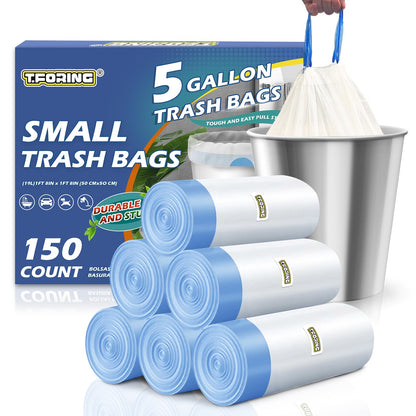 Small Trash Bags 5 Gallon Drawstring (150 Count)