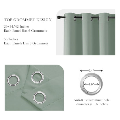 Sage Green Blackout Curtains for Bedroom 63 Inch Length 2 Pcs (2 Count)