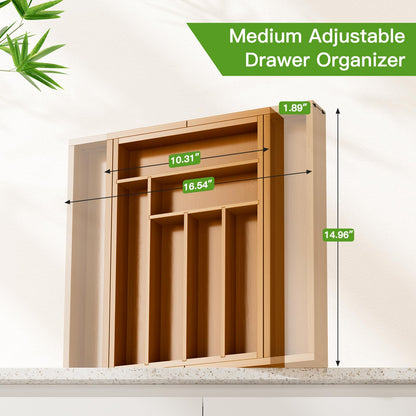 Bamboo Expandable Drawer Organizer for Utensils Holder