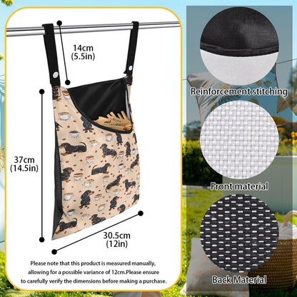 Dachshund Puppy Clothespin Bag Fashion Hanging Storage Organizer Clothes Pin Bag Waterproof Laundry Clothespin Bag Clothespin Holder for Clothesline Outdoor