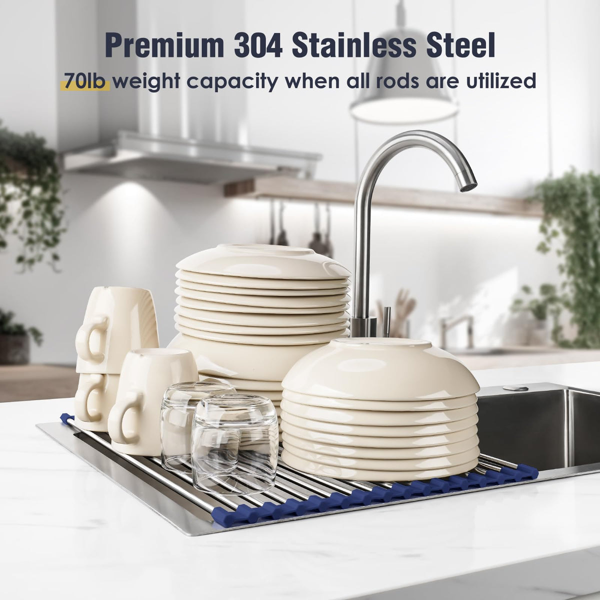 Roll Up Dish Drying Rack Over Sink