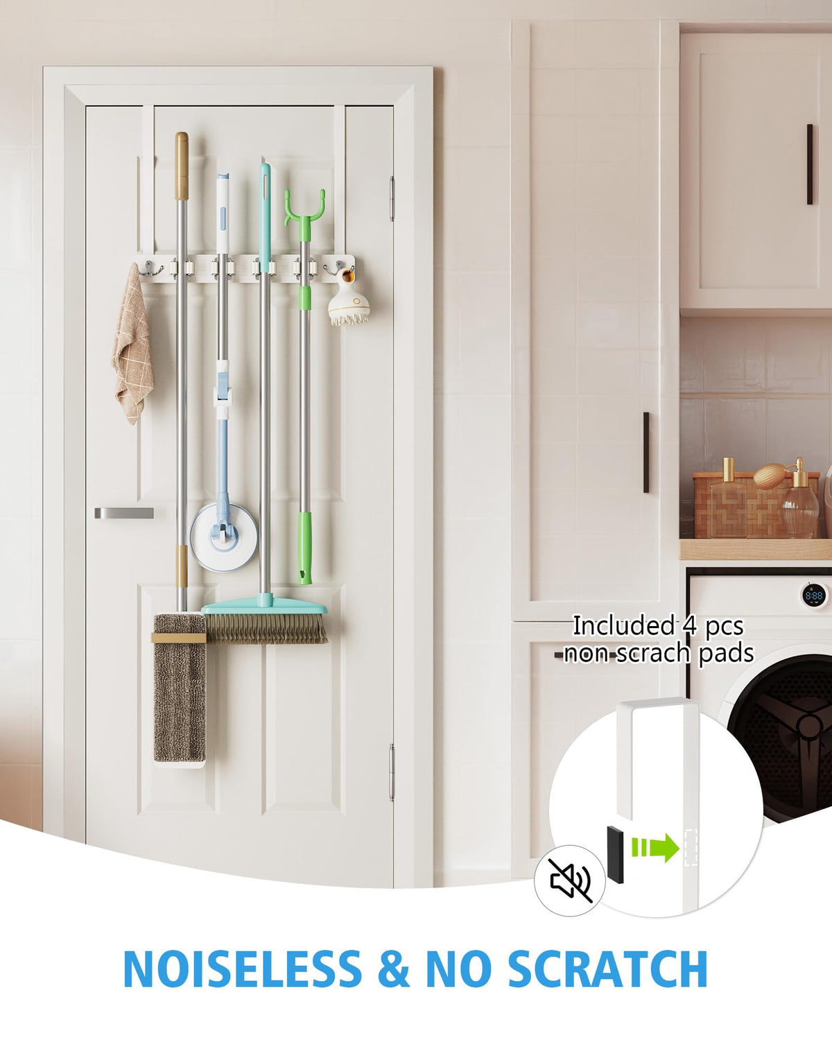 Over the Door Broom and Mop Holder
