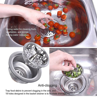 304 Stainless Steel Kitchen Sink Twist Lock Basket Drain Assembly W