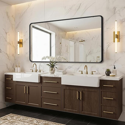 FICTOR Bathroom Mirror, 30"x55" Black Framed Vanity Mirror for Wall, Shatterproof &Anti-Rust Bathroom Mirrors for Over Sink, Bedroom, Living Room, Entryway, Vertical/Horizontal Mount