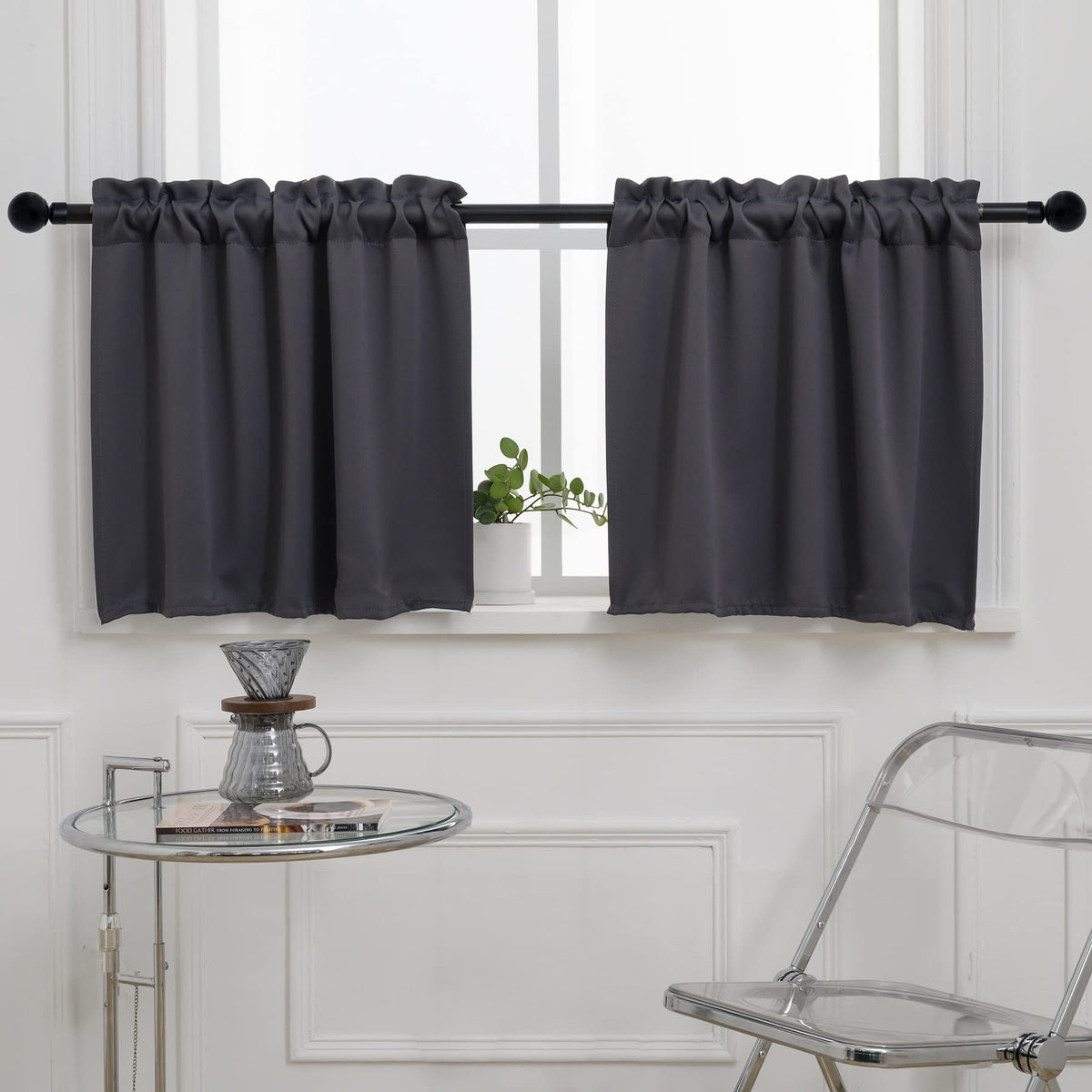 Blackout Kitchen Curtain 20 Inches Long (2 Count)