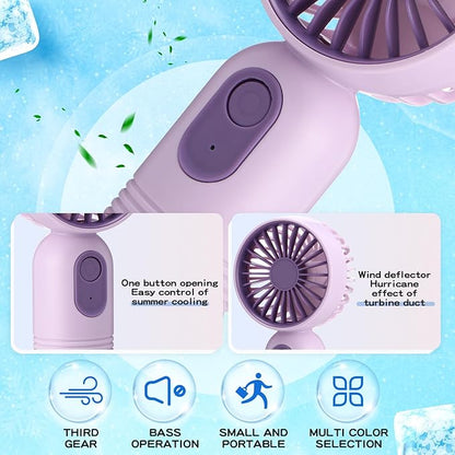 Rossesay 6 Pcs Mini Portable Fan Bulk Cute Handheld Lightweight Small Little Personal Hand Eyelash Fan 3 Speeds USB Rechargeable for Women Men Indoor Outdoor Makeup Travel (Colorful)
