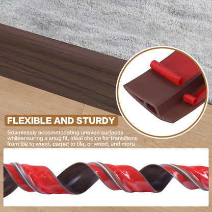 Floor Transition Strip Vinyl Door Threshold Ramp Self Adhesive Carpet Edging Strip Doorway Edge Trim (6.6 Foot)