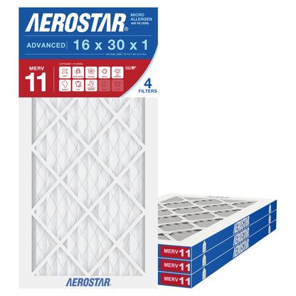 Air Filter 16x30x1 MERV 11 AC Filter (4 Count)