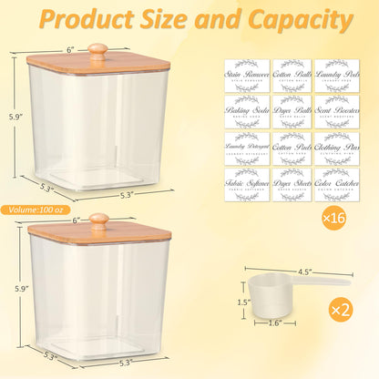 2 Pack Laundry Pods Container & Dryer Sheet Holder Set