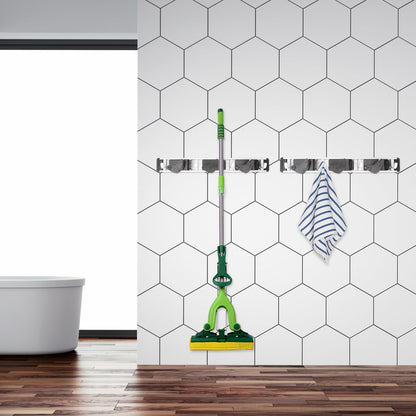 Wall mounted Mop Holder with 4 Hooks