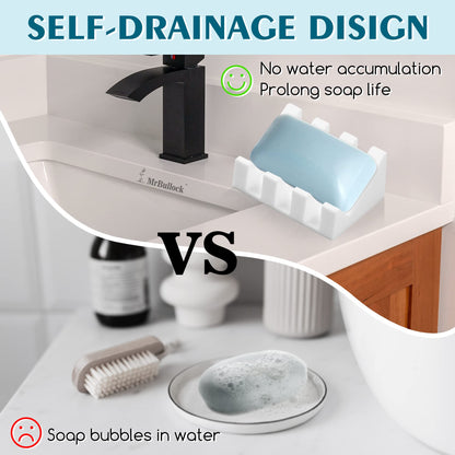 Silicone Soap Dish Self Draining with Suction Cups