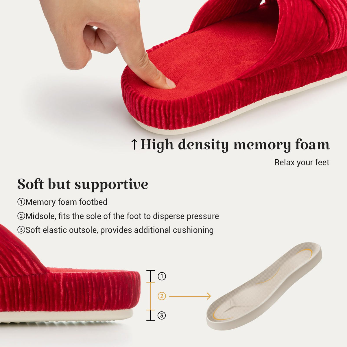 Slippers for Women Memory Foam House Bedroom Bow Crossbands Pearlescent Slipper Shoes Comfy Trendy Gift Slippers Red Size 7 8 6.5