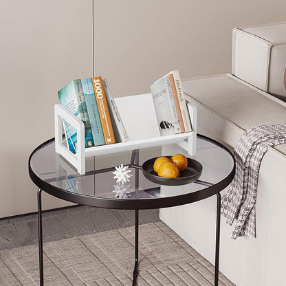 ELITEROO Mini Bookshelf for Desk, Desktop Bookcase, Single Cookbook Shelf, Tabletop Book Storage Rack, Tiny Book Organizer for Book Display & Storage, White