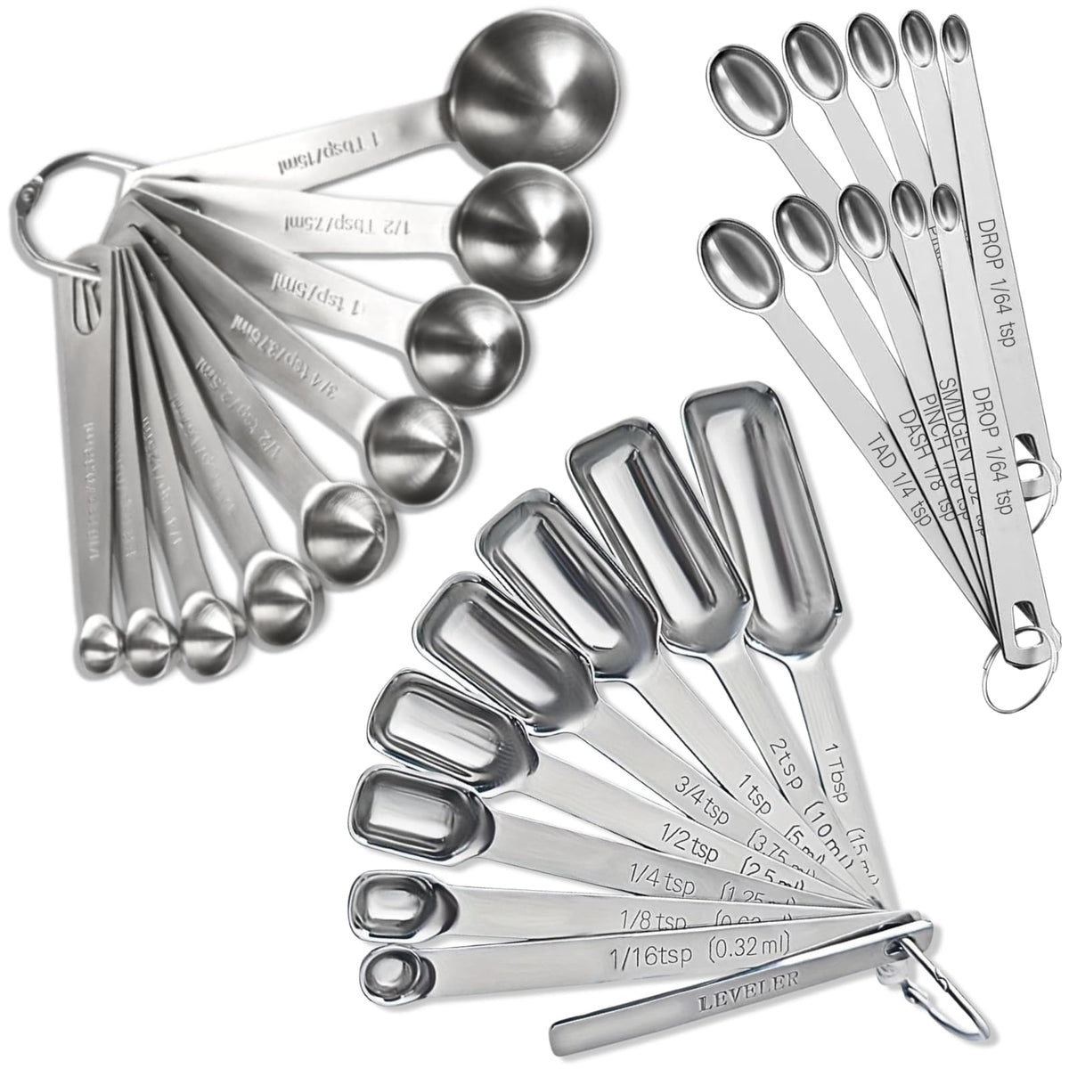 28 Pcs Stainless Steel Measuring Spoons Set with Leveler (28 Count)