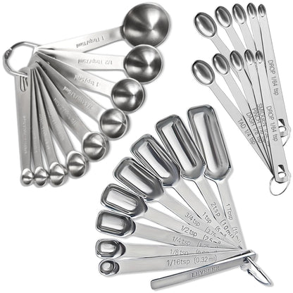 28 Pcs Stainless Steel Measuring Spoons Set with Leveler (28 Count)