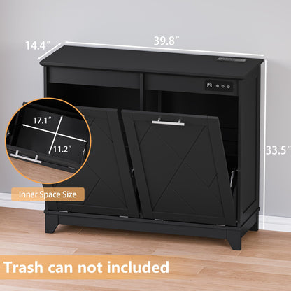 Tilt Out Trash Can Cabinet for 2 Bins