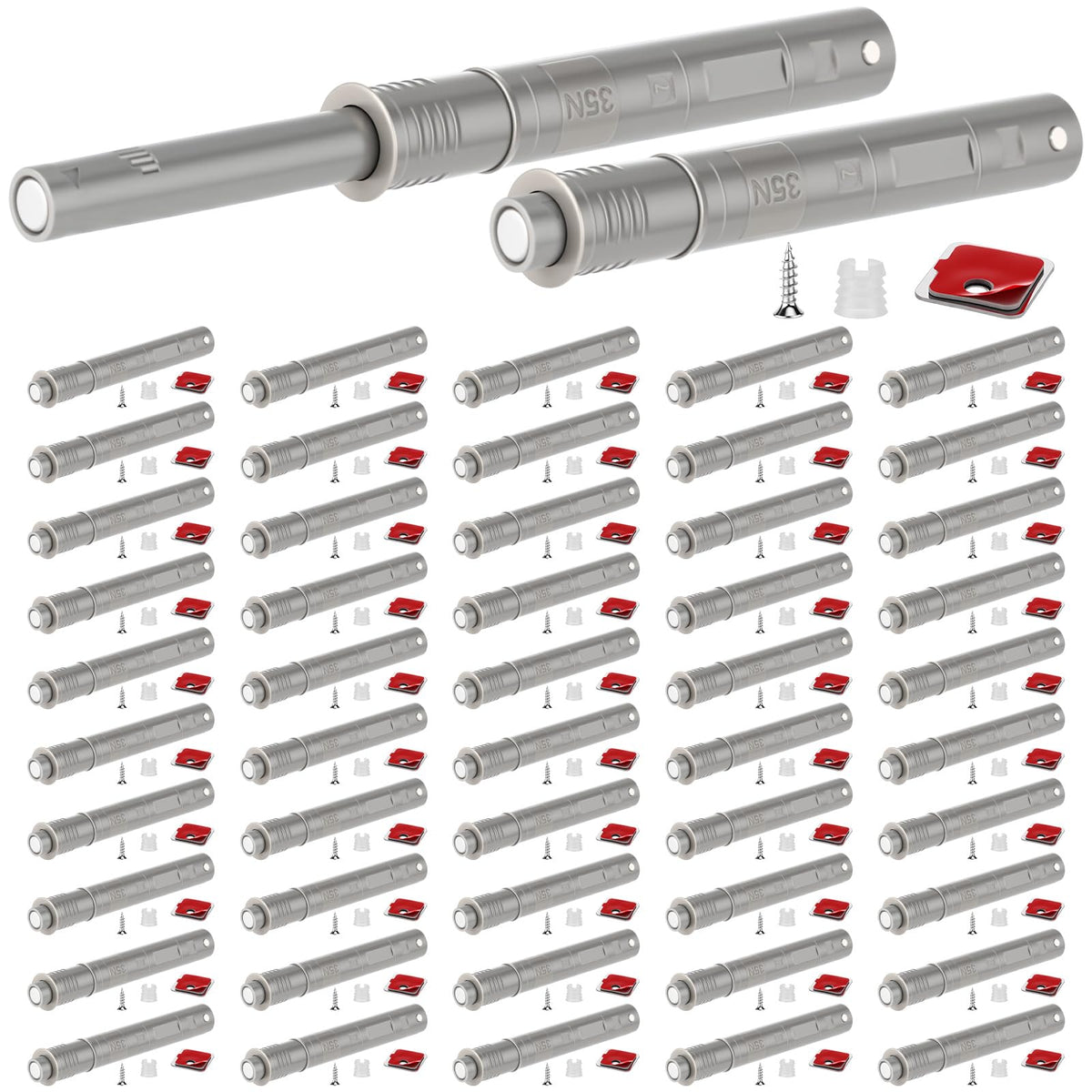 50 Pack Magnetic Push Latches for Cabinet Door Long Push to Open Cabinet Hardware Pop up Lock Magnetic Latch for Closet Cupboard Wine Rack Dresser Drawer (50 Count)
