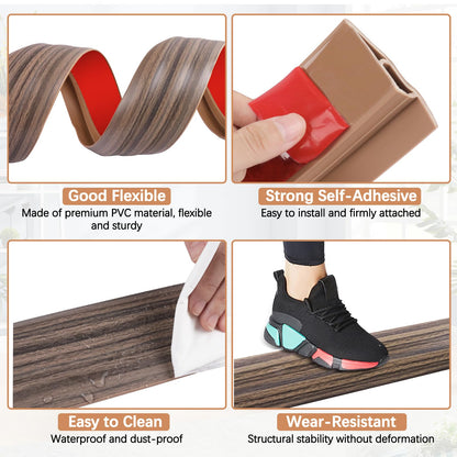Vinyl Door Threshold Flooring Transition Strip Self Adhesive Carpet Edging Strip for Laminate Doorway Edge Threshold from 1 (6.6 Foot)