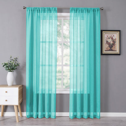 Sheer Curtains Bedroom Linen Textured Curtain Sheers Light Filtering Voile Rod Pocket Curtains for Living Room (2 Count)