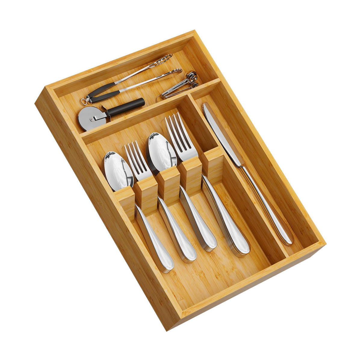 Bamboo Silverware Organizer