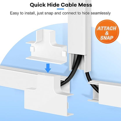 306in Cord Hider Kit, Cord Covers for Wires on Wall, Paintable Wire Cover for Cords, Cable Hider for Wall Mounted TV, White Cord Concealer, Cable Raceway Wire Management, 18x L17in x W0.95in x H0.55in