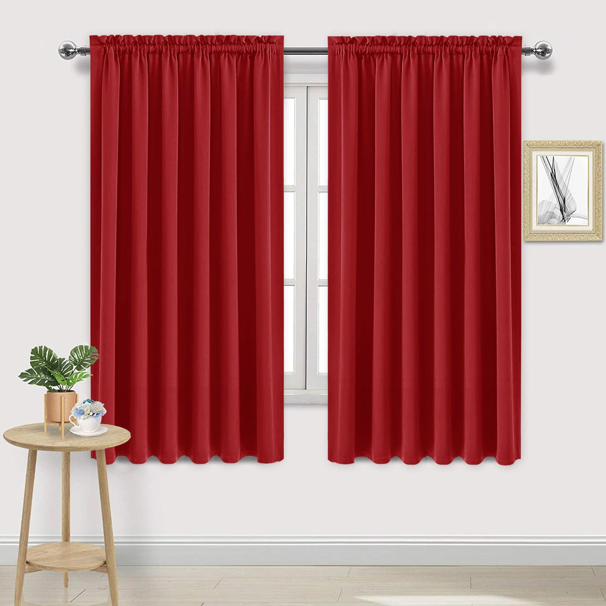 Wide Blackout Curtains for Bedroom Living Room 70 x 72 Inch Long Red