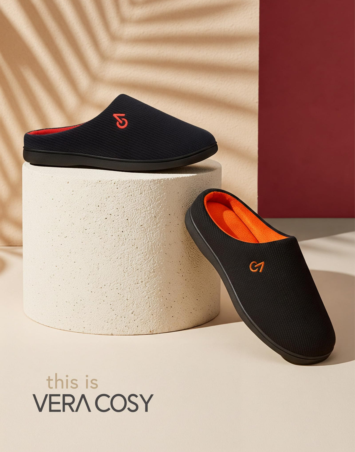 Men's Two Tone Cozy House Slippers Red