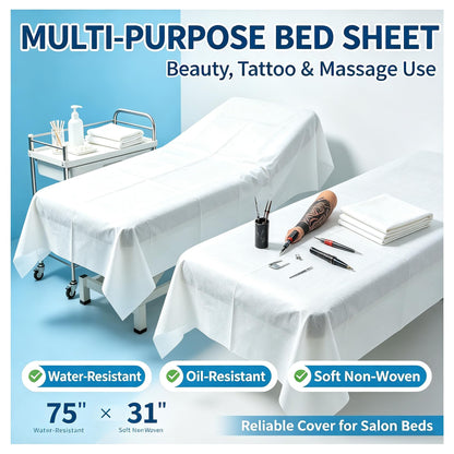 50 PCS Massage Table Sheets Disposable Spa Bed Cover 75"x31" Oil (50 Count)