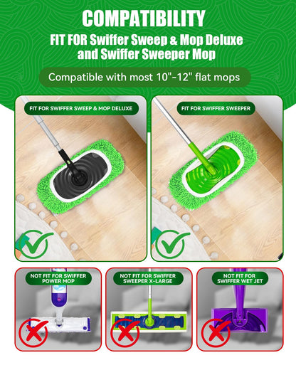 Reusable Microfiber Mop Pads Compatible with Swiffer Sweep & Mop Deluxe (2 Count)