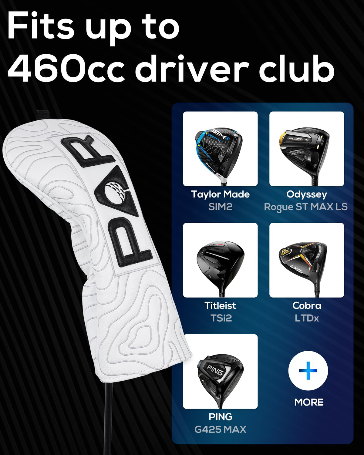 Set of 4pcs Golf Club Headcover Full Set Driver Fairway Hybrid Headcover Leather Golf Club Head Covers