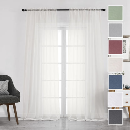 Ivory Sheer Curtains 108 Inch Long 2 Panels Set