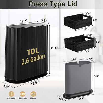 Small Bathroom Trash Can with Press Type Lid (3 Count)