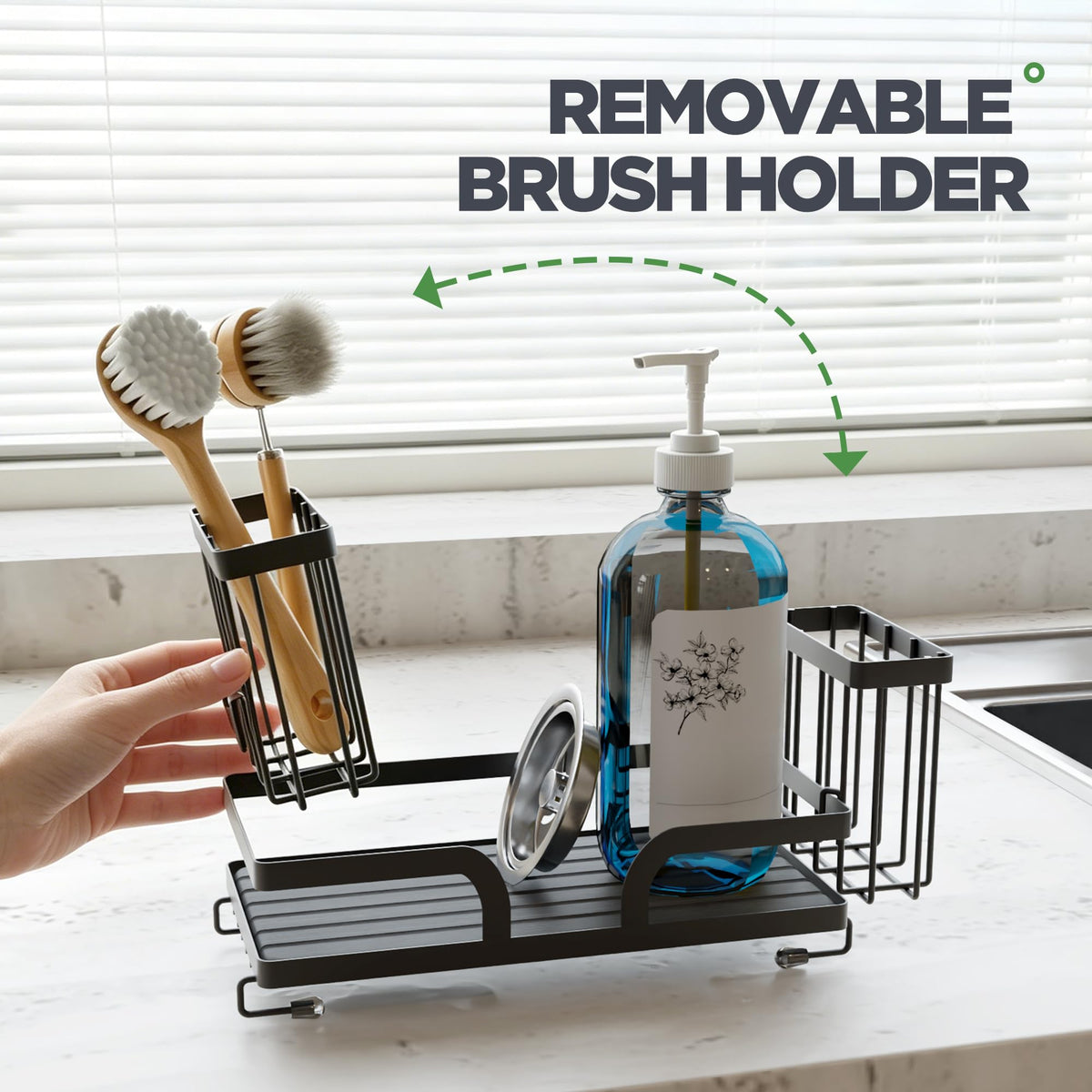 Sponge Holder for Kitchen Sink Caddy with Stone Drying Tray 2 PCS