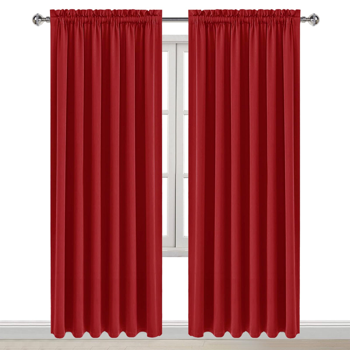 Wide Blackout Curtains for Bedroom Living Room 70 x 84 Inch Long Red