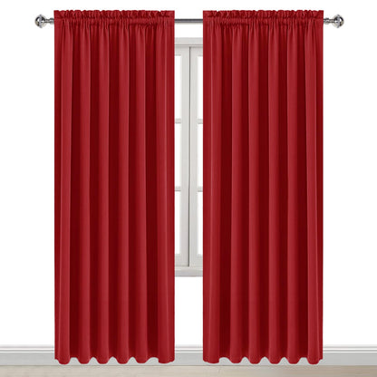 Wide Blackout Curtains for Bedroom Living Room 70 x 84 Inch Long Red