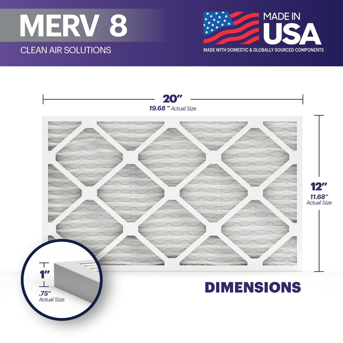TruFilter 12x20x1 Air Filter MERV 8 (6 Count)