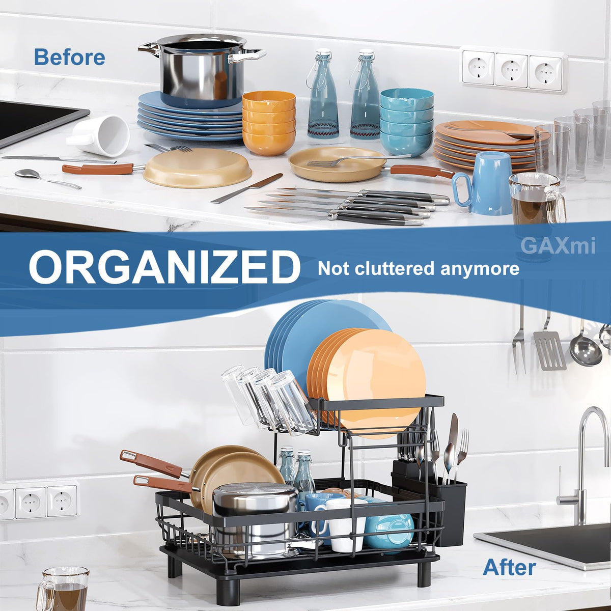 Dish Drying Rack with Drainboard for Kitchen Countertop 2
