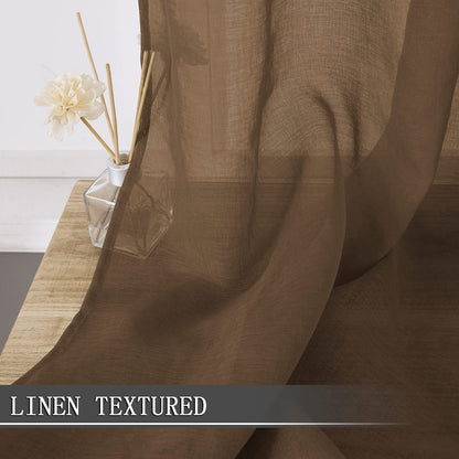 Sheer Curtain Linen Textured Bedroom Curtains Sheer Light Filtering Rod Pocket Voile Curtain for Living Room