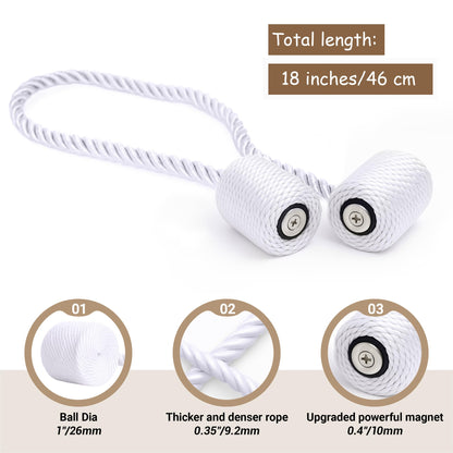 Magnetic Curtain Tiebacks White 2pcs (2 Count)